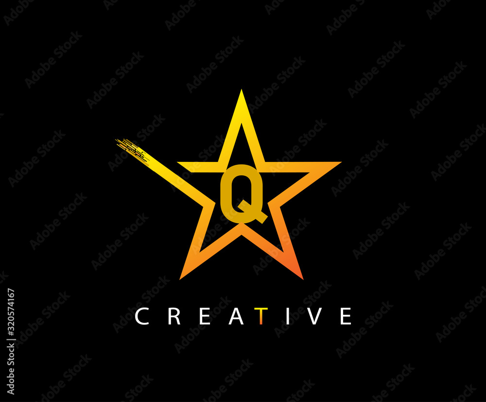 Obraz premium Star Q Letter Digital Network , technology and digital abstract Q vector logo. 