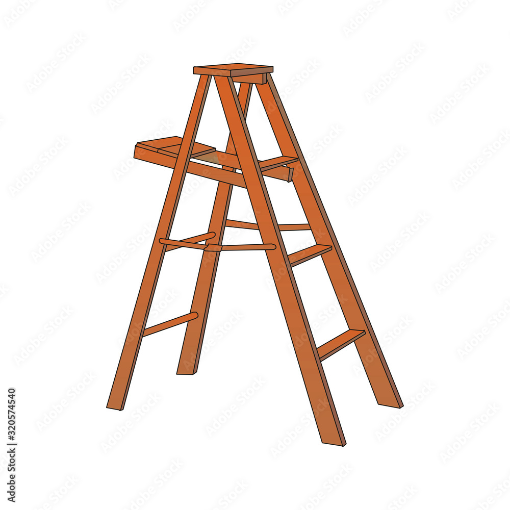 aluminum five step folding ladder with standing platform stool and hand bar isolated on white background. vector illustration aluminum five step folding ladder with standing platform stool and hand bar isolated on white background. vector illustration