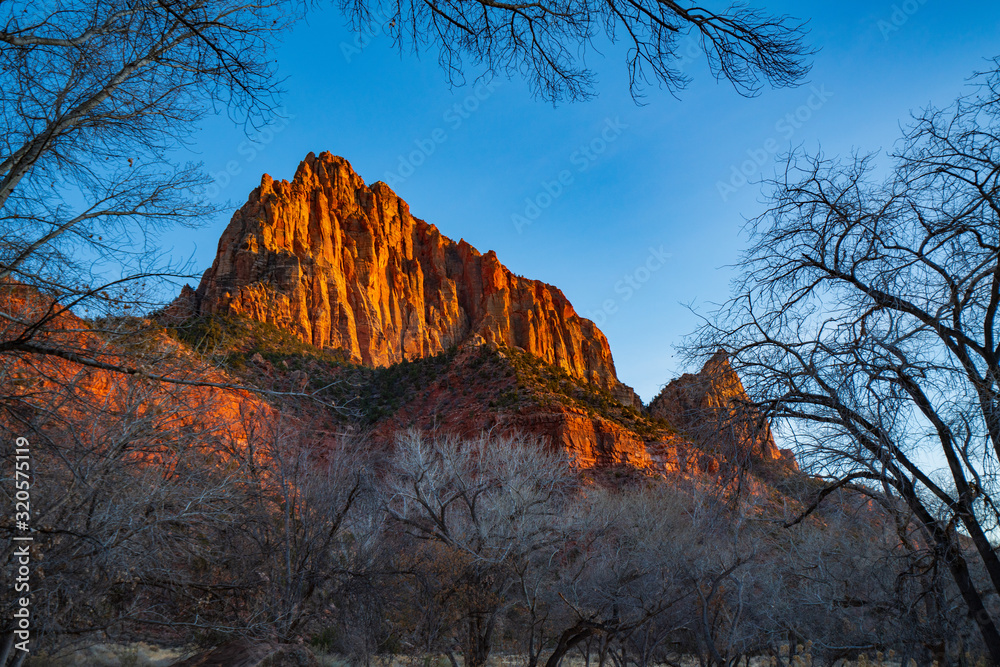 The Watchman at Sunset in Winter