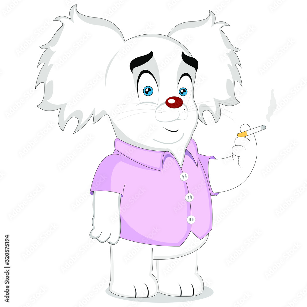 Fototapeta premium Vector illustration of a cartoon animal smoking