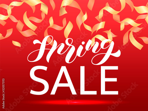 Spring Sale brush lettering. Vector stock illustration for banner or poster