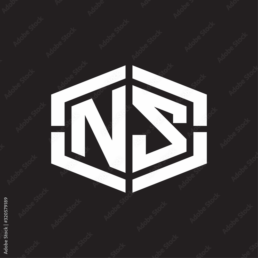 Obraz premium NS Logo monogram with hexagon shape and piece line rounded design tamplate