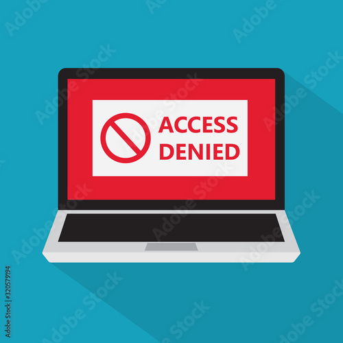access denied sign on a laptop screen icon- vector illustration