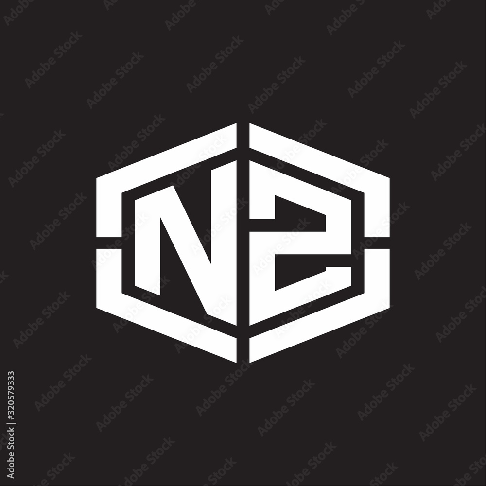NZ Logo monogram with hexagon shape and piece line rounded design tamplate NZ Logo monogram with hexagon shape and piece line rounded design tamplate