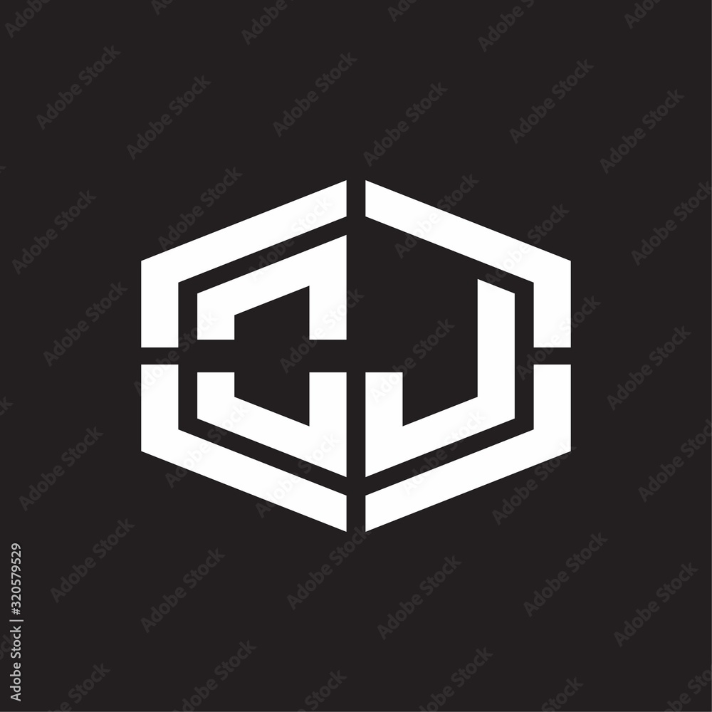 OJ Logo monogram with hexagon shape and piece line rounded design tamplate OJ Logo monogram with hexagon shape and piece line rounded design tamplate