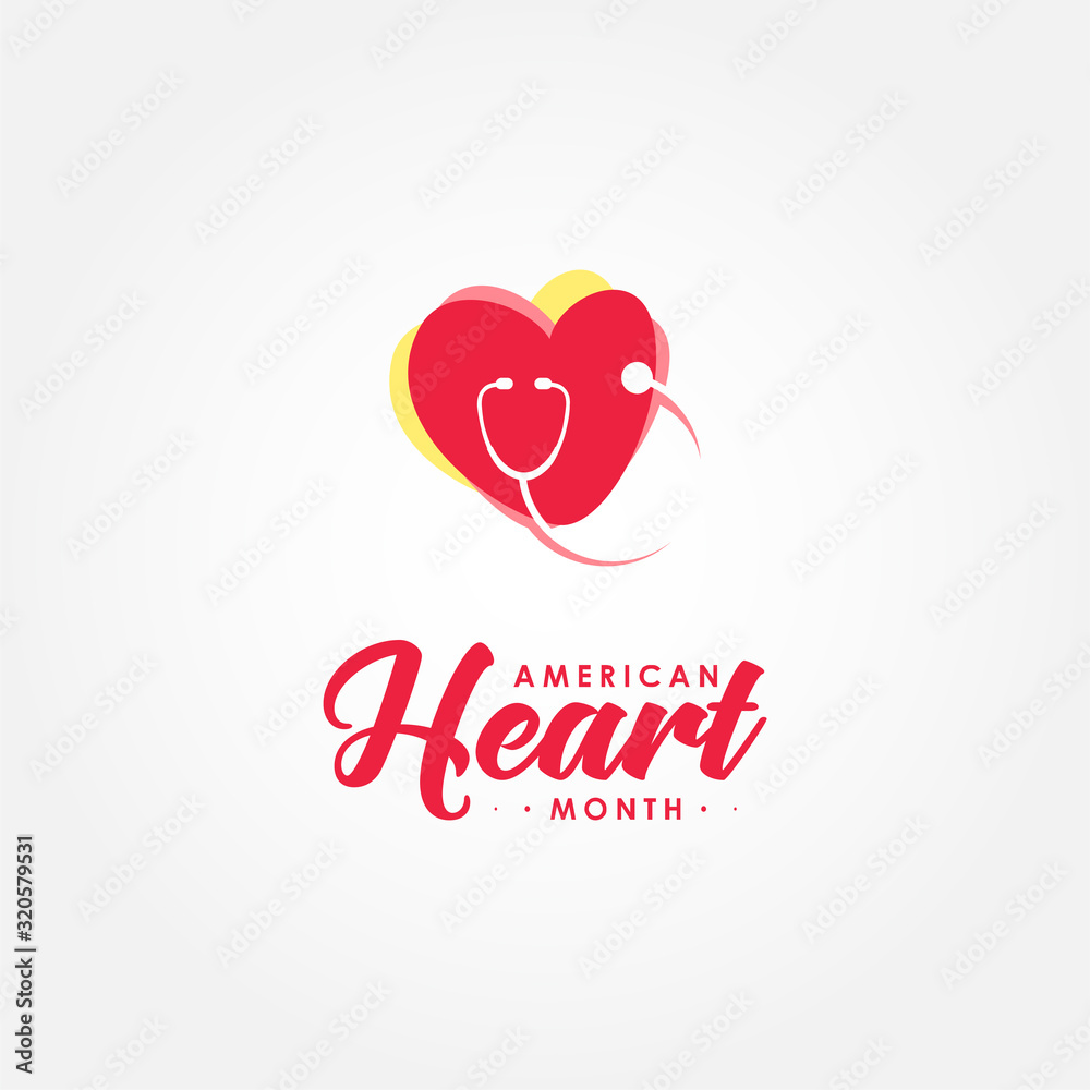 American Heart Month Vector Design For Banner or Background