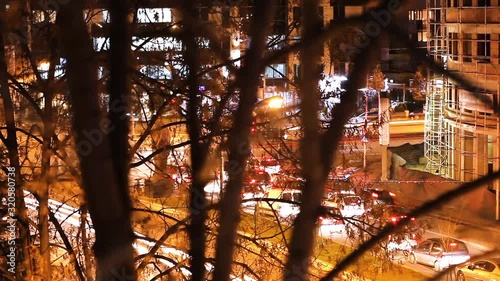 street with cars at night, timelapse. photo