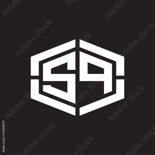 SP Logo monogram with hexagon shape and piece line rounded design tamplate