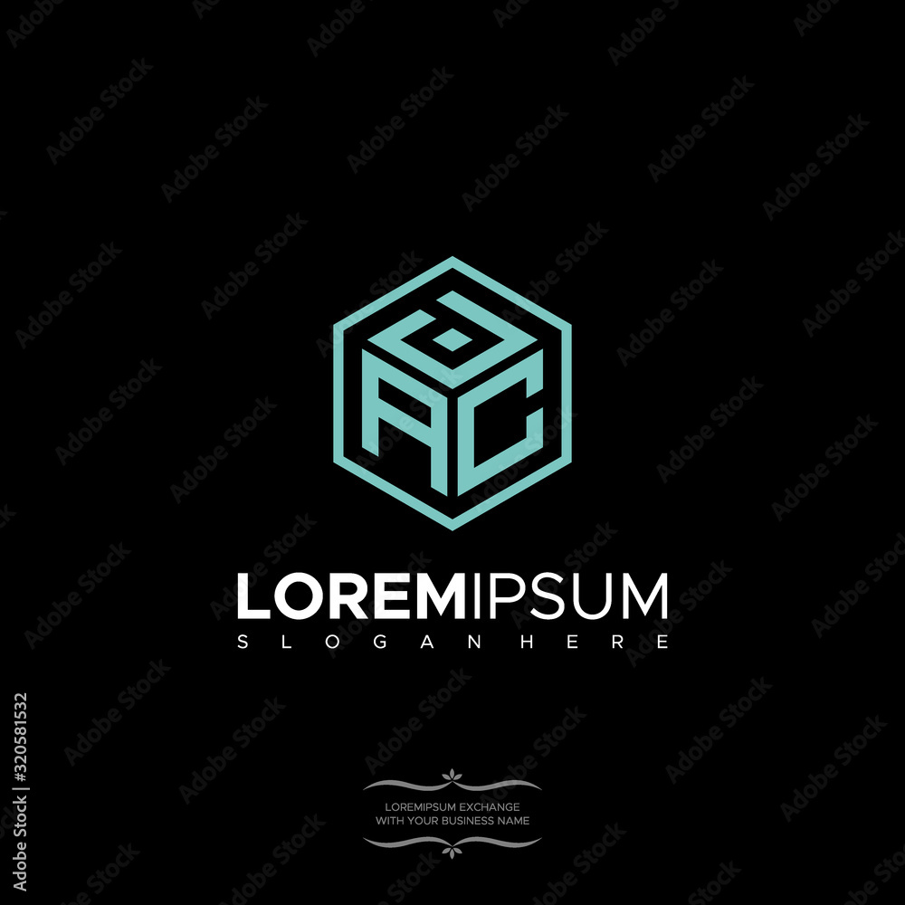 geometric letter DAC logo design vector. Hexagon initial logo concept for business Premium Design