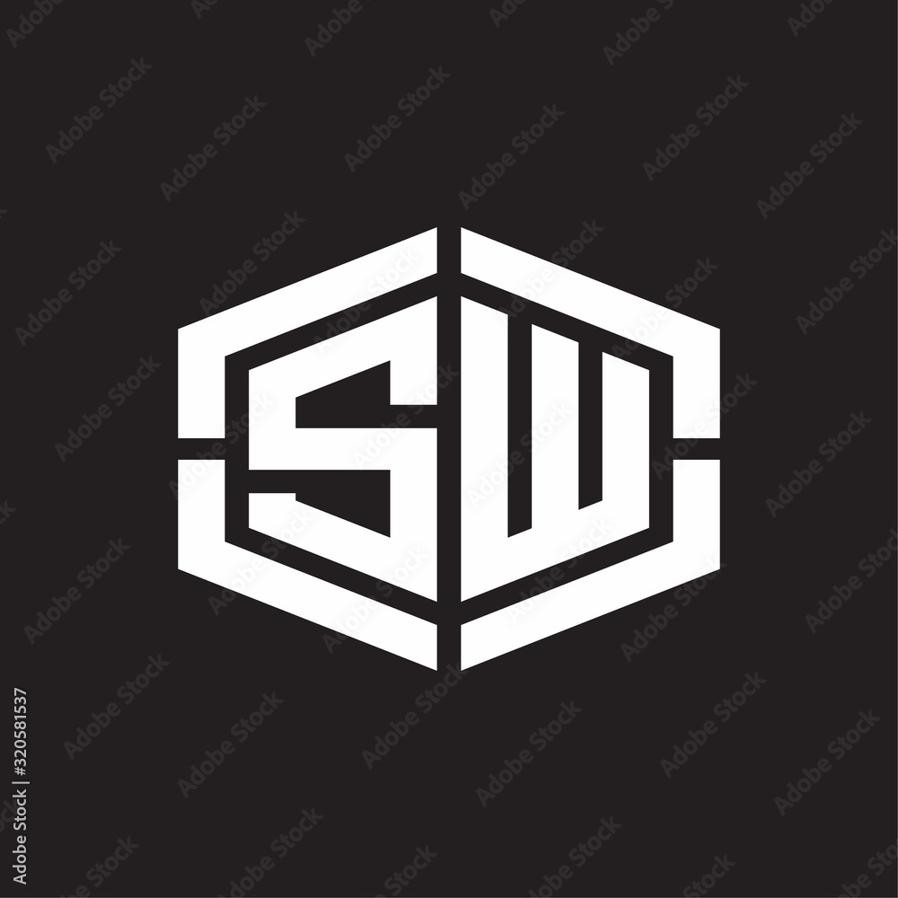 SW Logo monogram with hexagon shape and piece line rounded design tamplate SW Logo monogram with hexagon shape and piece line rounded design tamplate