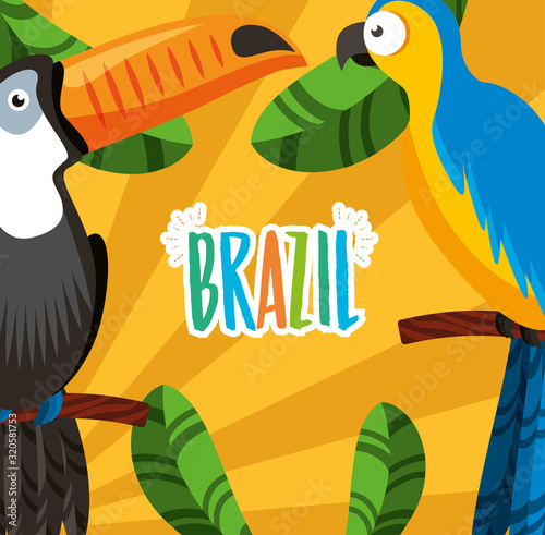canival of rio brazilian celebration with lettering and toucan