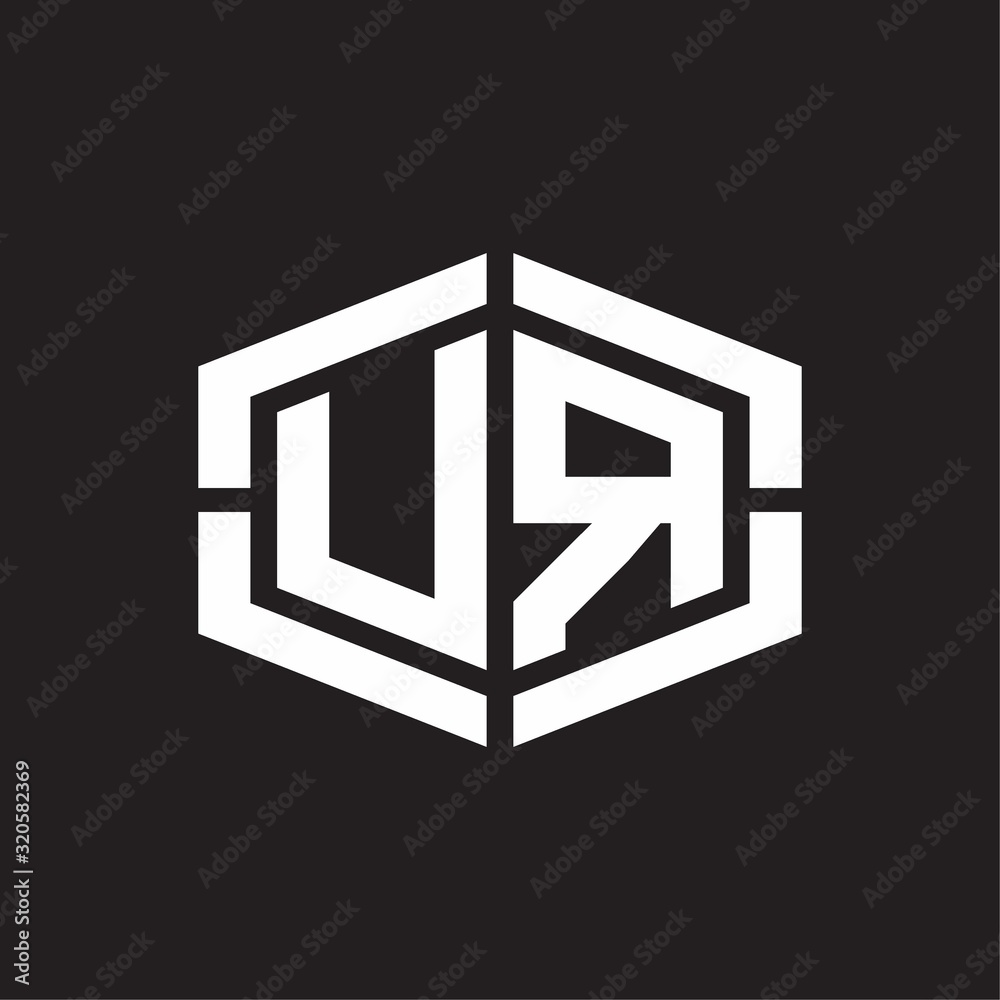 UR Logo monogram with hexagon shape and piece line rounded design tamplate UR Logo monogram with hexagon shape and piece line rounded design tamplate