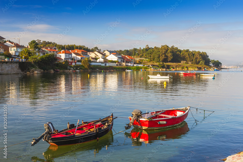 Anchored fishing boats