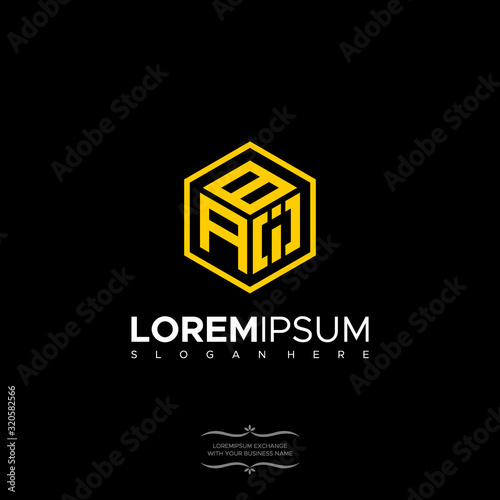 Logo Design Letter BAI Linear Polygonal Monogram