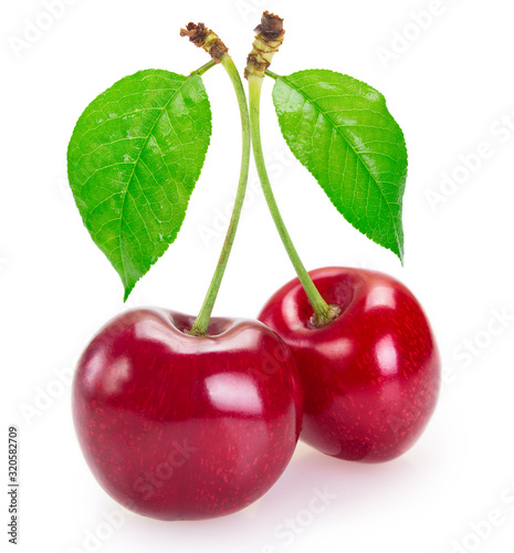Fresh cherry on white background