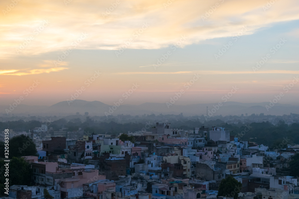 Beautiful sunrise view at Udaipur, Rajasthan, India