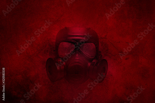 gas mask in a red colour mood