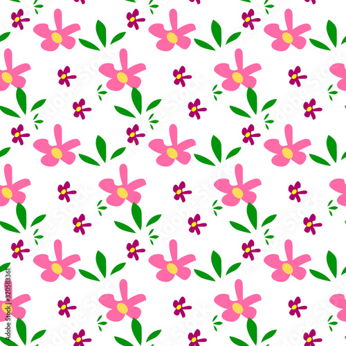 Vector floral seamless pattern. Hand drawn botanical illustration , isolated on white background.Design template for wallpaper,fabric,wrapping,textile
