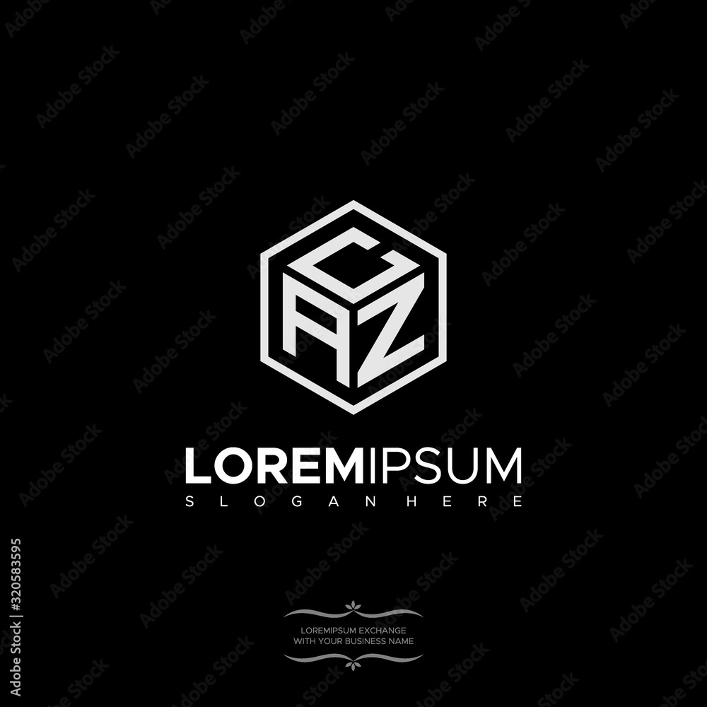 Three Icon CAZ logo letter initial, Abstract polygonal Background Logo Three Icon CAZ logo letter initial, Abstract polygonal Background Logo