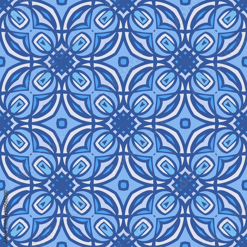 Endless colorful pattern in blue for wallpapers, textile, design and backgrounds, vector seamless pattern.