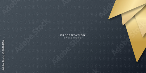 Gold black triangle with dot pattern abstract background. Vector illustration suit for slide presentation template