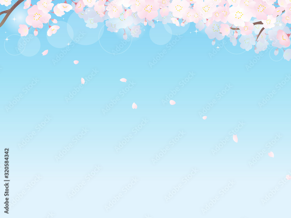 桜と青空の背景メッセージカード Stock Vector Adobe Stock