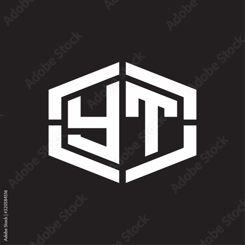YT Logo monogram with hexagon shape and piece line rounded design tamplate