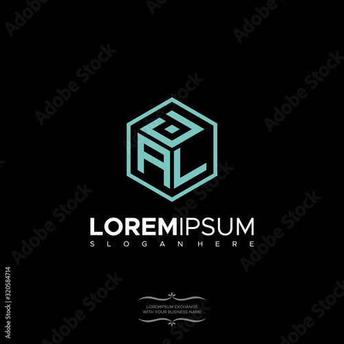 Vector abstract Letter DAL hexagonal Polygon logo design template Premium Design