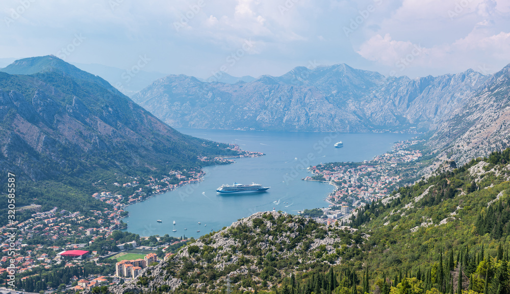 Aerial view of the bay of Kotor, Montenegro