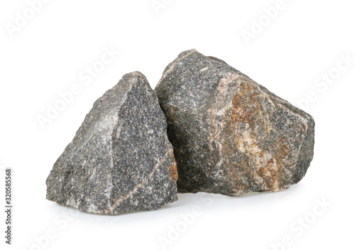 Granite stones, rocks isolated on white background © azure