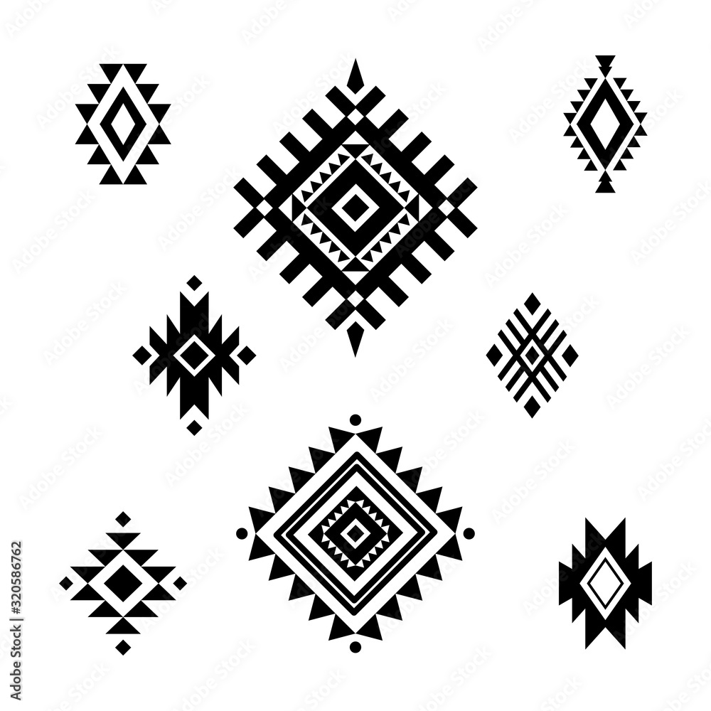 Aztec/ Tribal shapes, symbols collection vector set Stock Vector ...