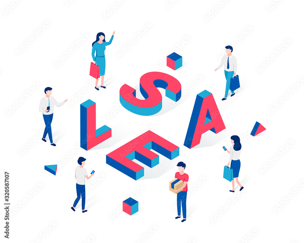 Discount sale shopping isometric concept. Discount sale shopping isometric concept.