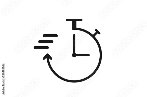 Quick time icon, fast deadline, rapid line symbol on white background