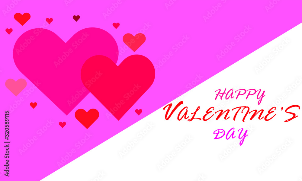 Valentines day background with heart shape and typographic happy valentines day text