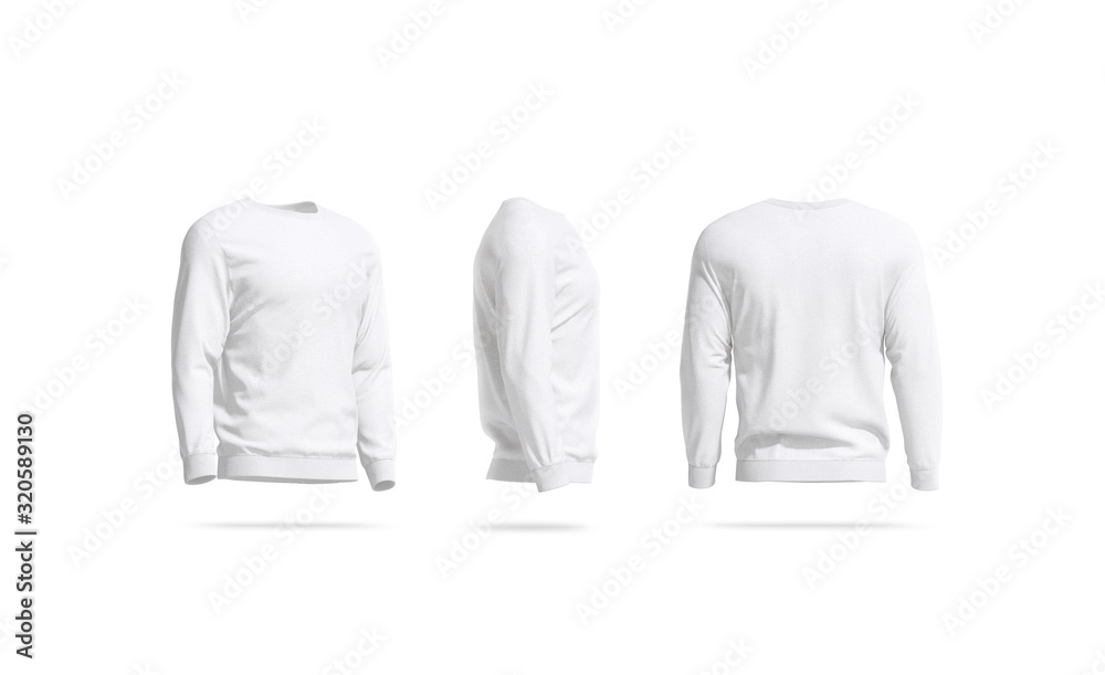 Blank white casual sweatshirt mock up, side and back view - obrazy, fototapety, plakaty 