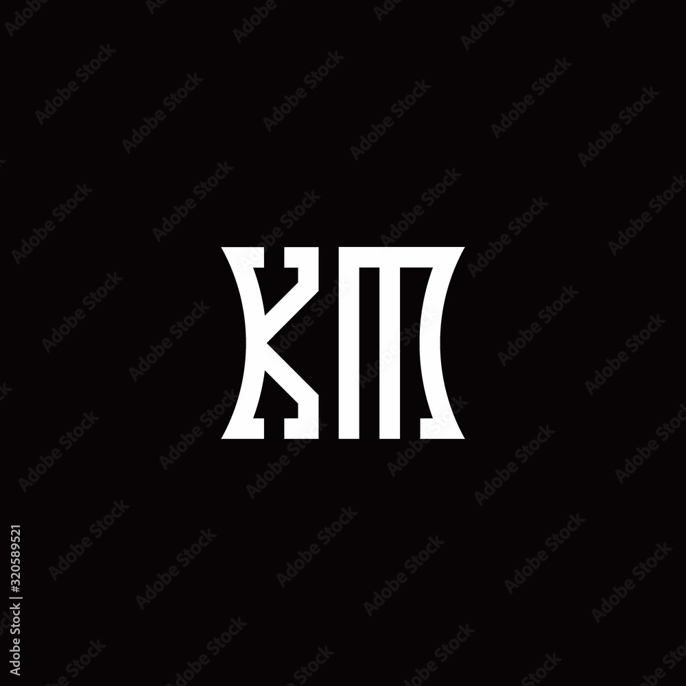 Obraz premium KM monogram logo with curved side style design template