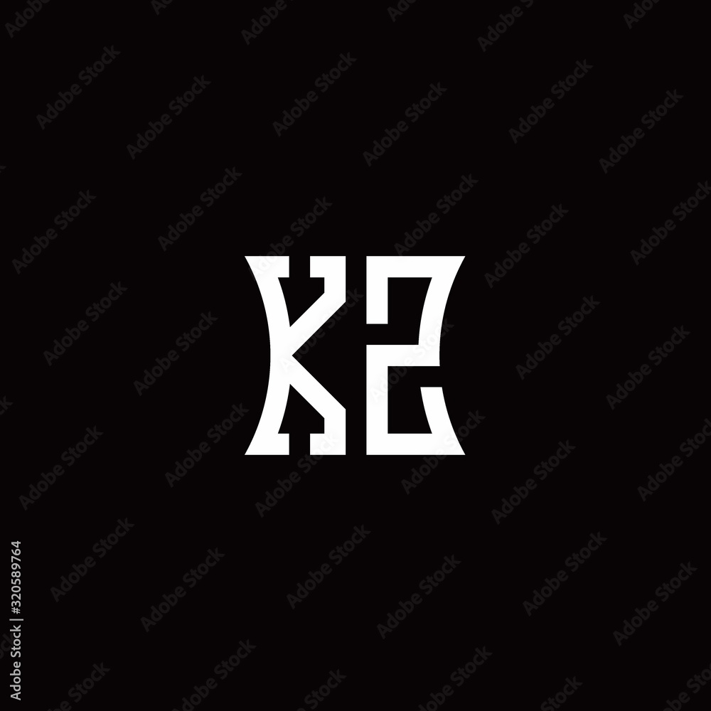 KZ monogram logo with curved side style design template