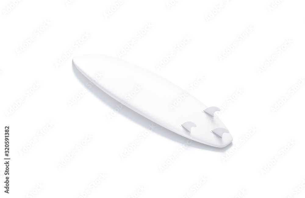 Blank white wood surfboarf with fins mockup, side view Blank white wood surfboarf with fins mockup, side view