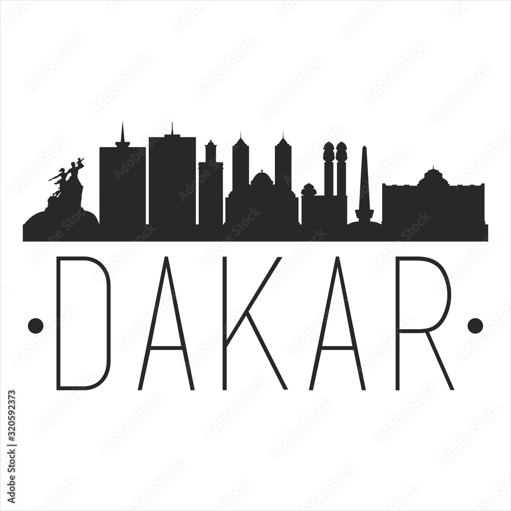 Dakar Senegal. City Skyline. Silhouette City. Design Vector. Famous Monuments.