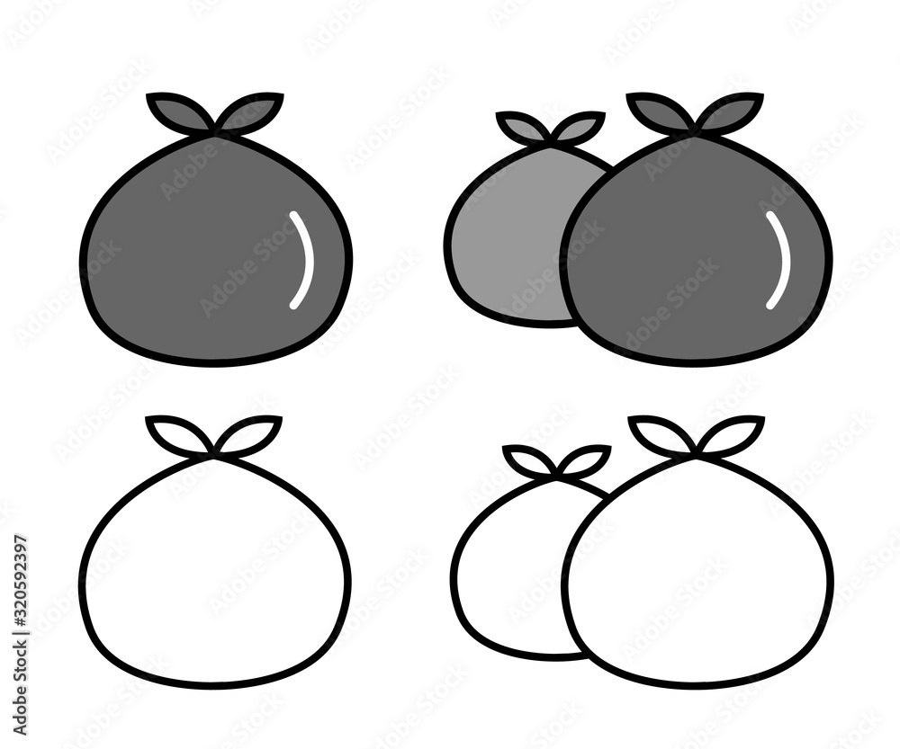 Illustrazione Stock ゴミ袋のイラスト アイコン 素材 モノトーン Adobe Stock