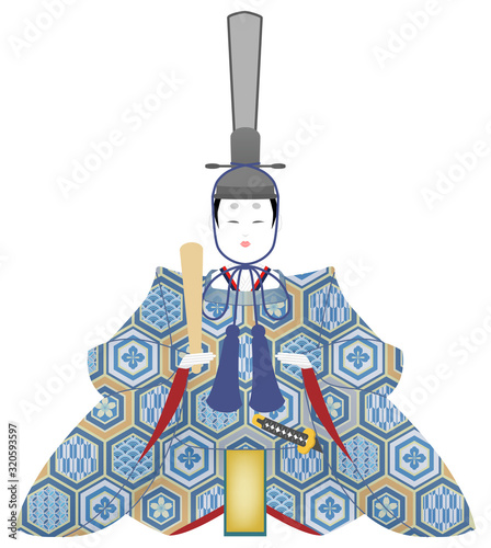 男雛　雛人形　白背景
