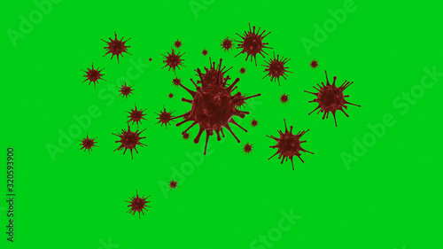 Virus cell on green background, 3D render
