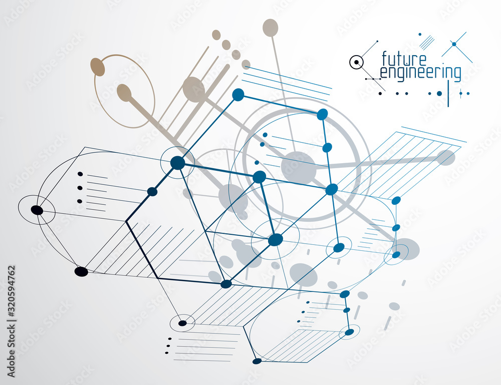 Mechanical scheme, vector engineering drawing with circles and hexagons. Technical plan can be used in web design and as wallpaper or background. Mechanical scheme, vector engineering drawing with circles and hexagons. Technical plan can be used in web design and as wallpaper or background.