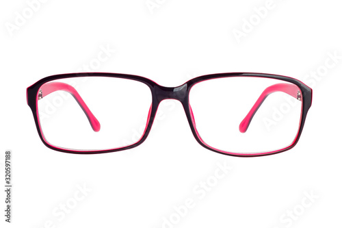 Φωτογραφία The front view of a children's plastic eyeglasses isolated on a white background