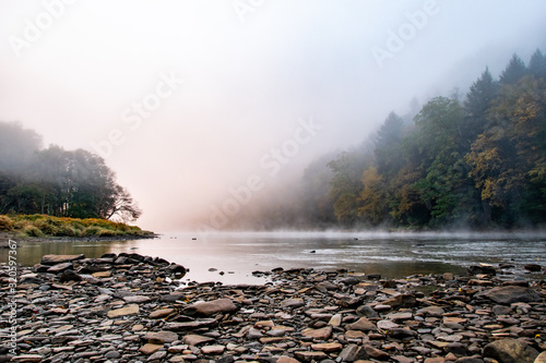 Foggy Morning River Camp