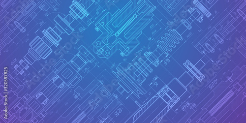Technical drawing background .Engineering plan scheme .Computer aided design systems.Industrial Technology Banner.Vector illustration .	
