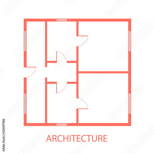 Architectural construction plan .Design and layout of rooms . Engineering House plan project .Vector.