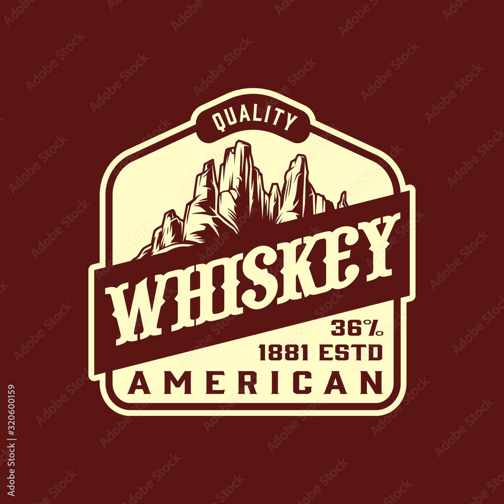Obraz premium Wild west style whiskey vintage label