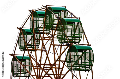 Ferris wheel is empty on a white background