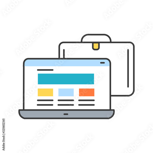 Bring your own device BYOD color line icon. Refers to being allowed to use one's personally owned device. Pictogram for web page, mobile app, promo. UI UX GUI design element. Editable stroke.